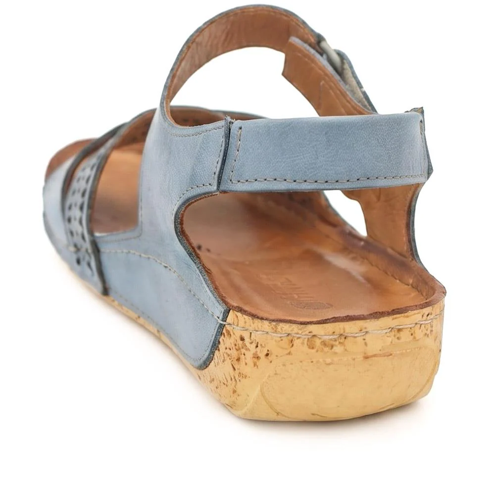 All Leather Adjustable Fasten Sandals - KARY43000 / 329 409 - Blue - Image 4