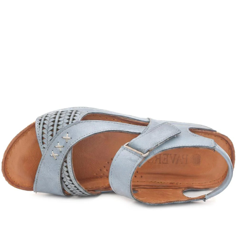 All Leather Adjustable Fasten Sandals - KARY43000 / 329 409 - Blue - Image 5