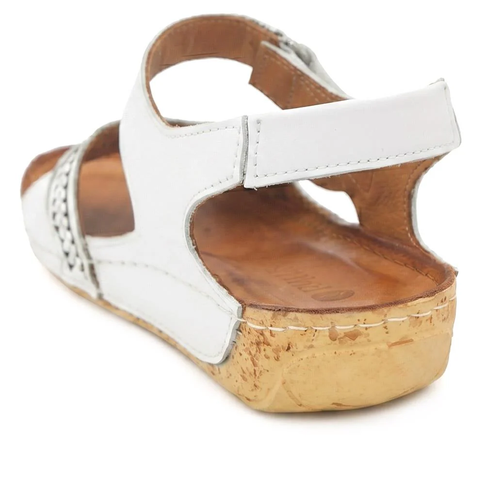 All Leather Adjustable Fasten Sandals - KARY43000 / 329 409 - White - Image 4
