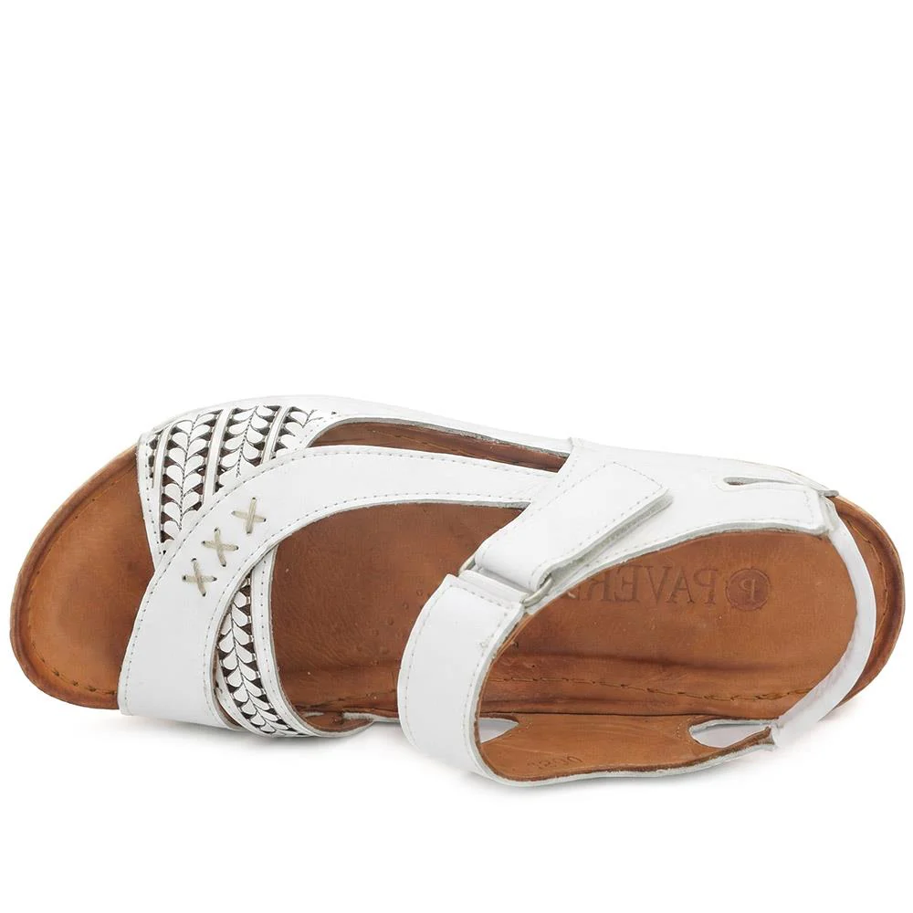 All Leather Adjustable Fasten Sandals - KARY43000 / 329 409 - White - Image 5