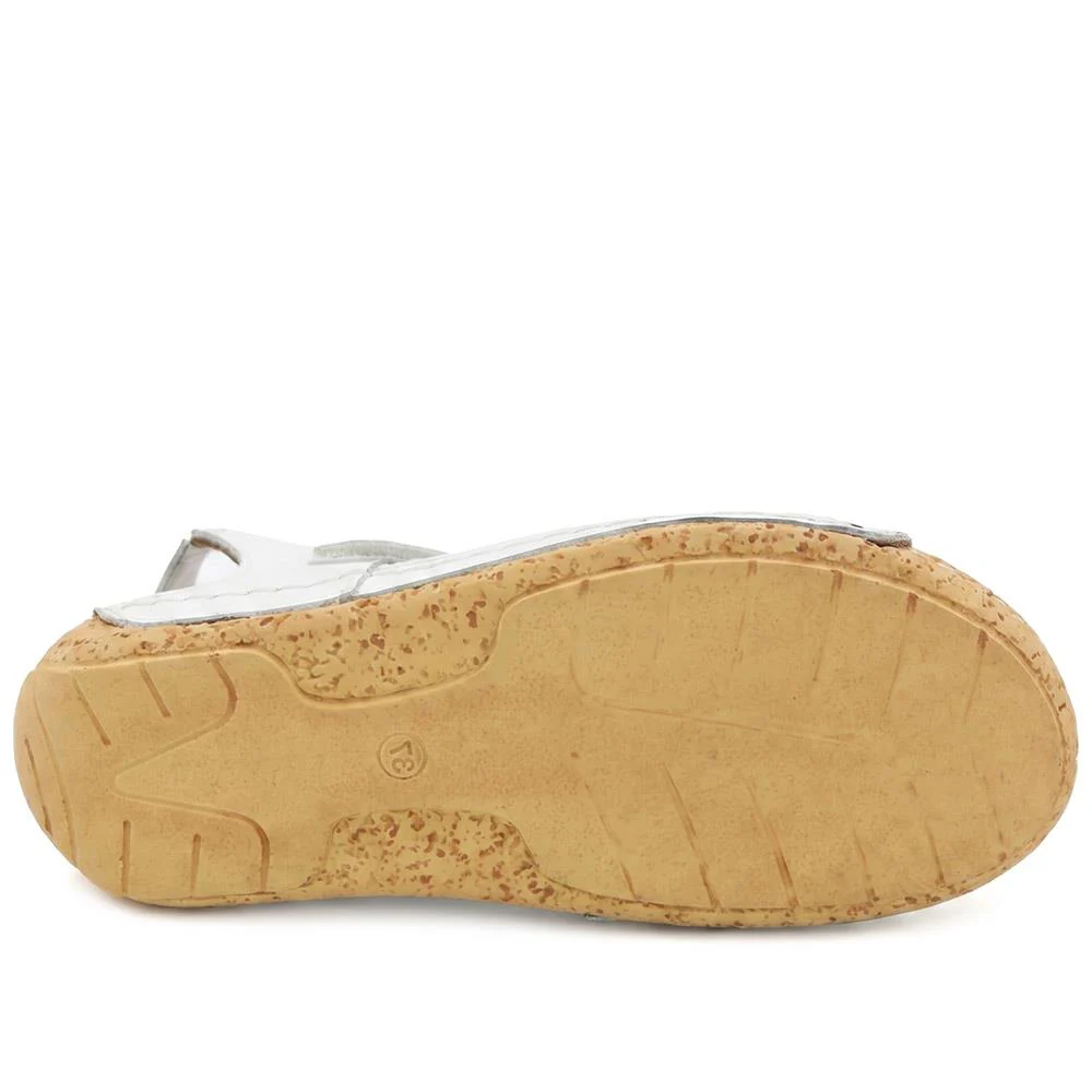 All Leather Adjustable Fasten Sandals - KARY43000 / 329 409 - White - Image 6