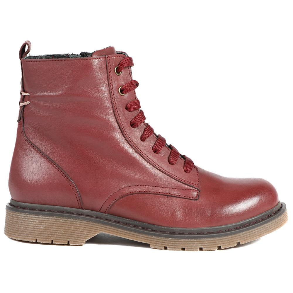 All Leather Block Heel Ankle Boots - YNR42009 / 329 144 - Burgundy - Image 3