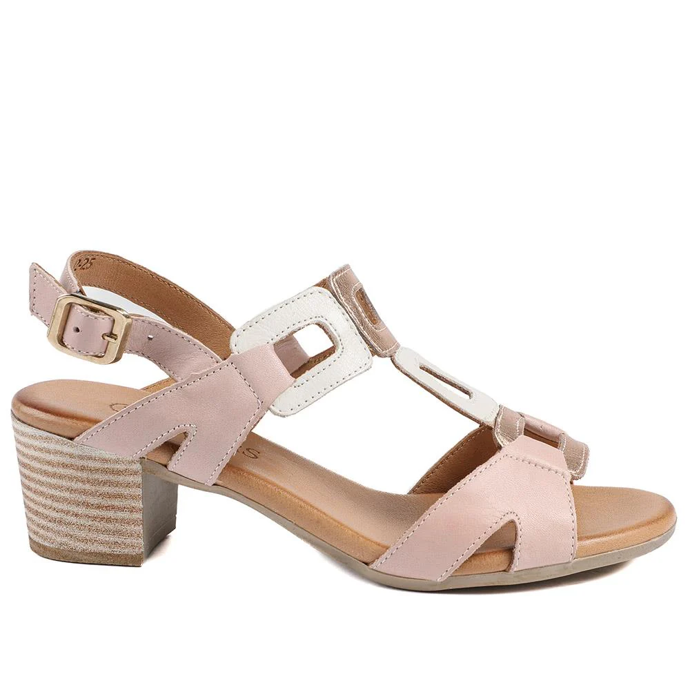 All Leather Block Heel Sandals - MAGO43000 / 329 390 - Nude - Image 3