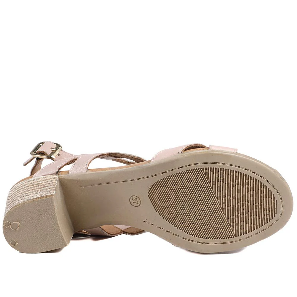 All Leather Block Heel Sandals - MAGO43000 / 329 390 - Nude - Image 6