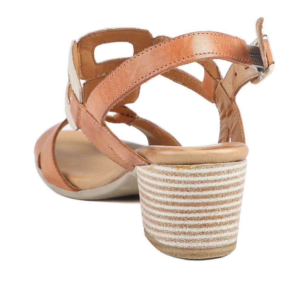 All Leather Block Heel Sandals - MAGO43000 / 329 390 - Tan Multi - Image 4
