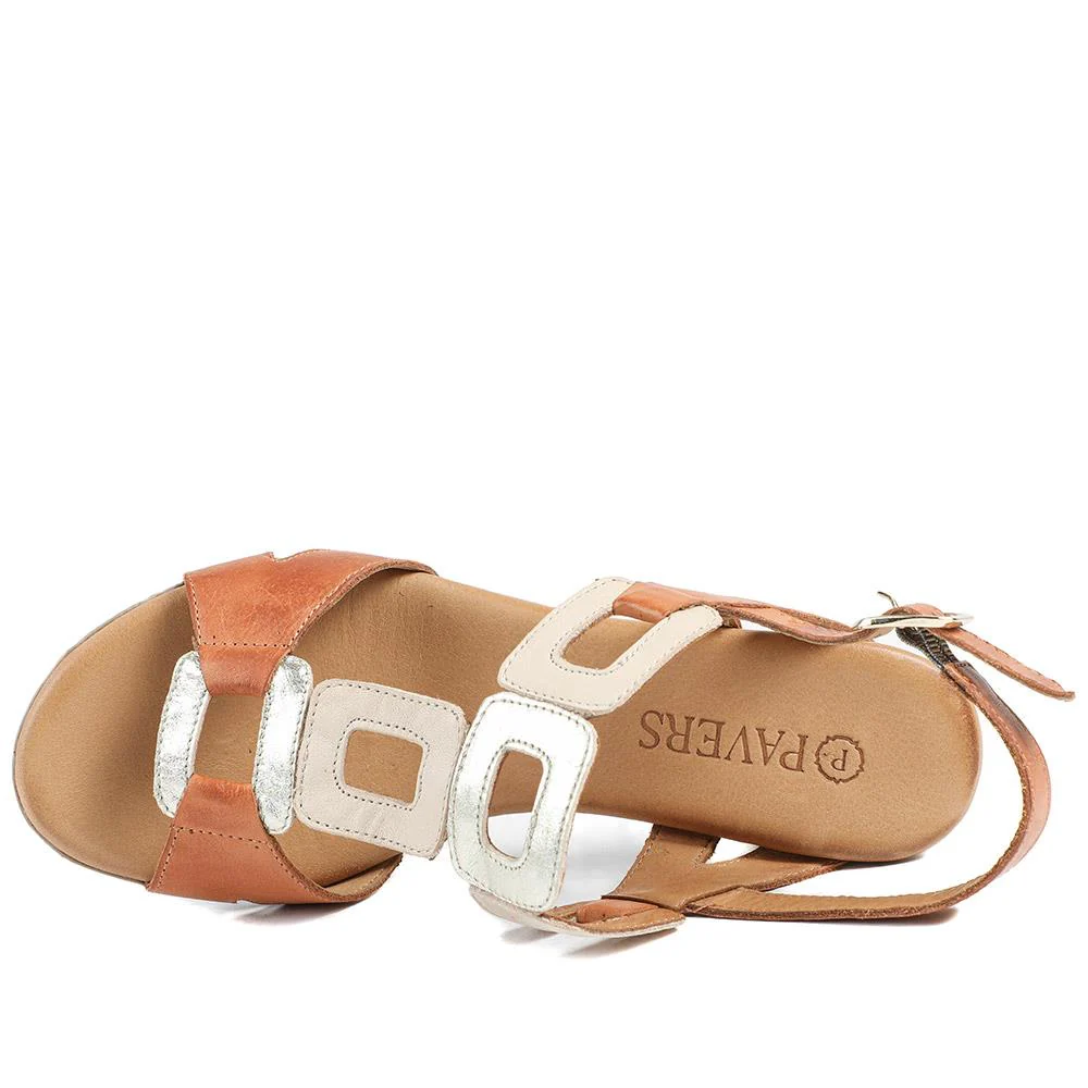 All Leather Block Heel Sandals - MAGO43000 / 329 390 - Tan Multi - Image 5