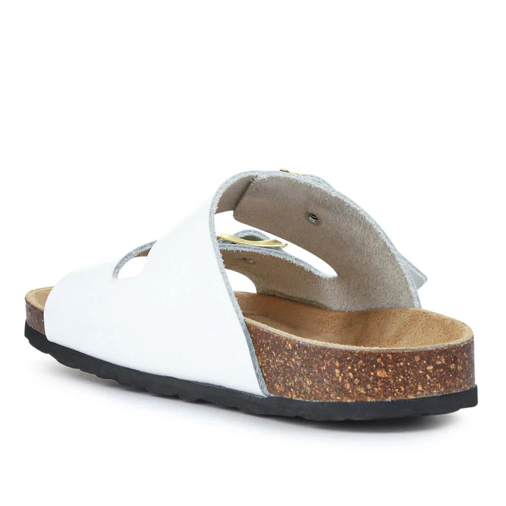 All-Leather Casual Mule Sandals - PATRI39010 / 326 633 - White - Image 4