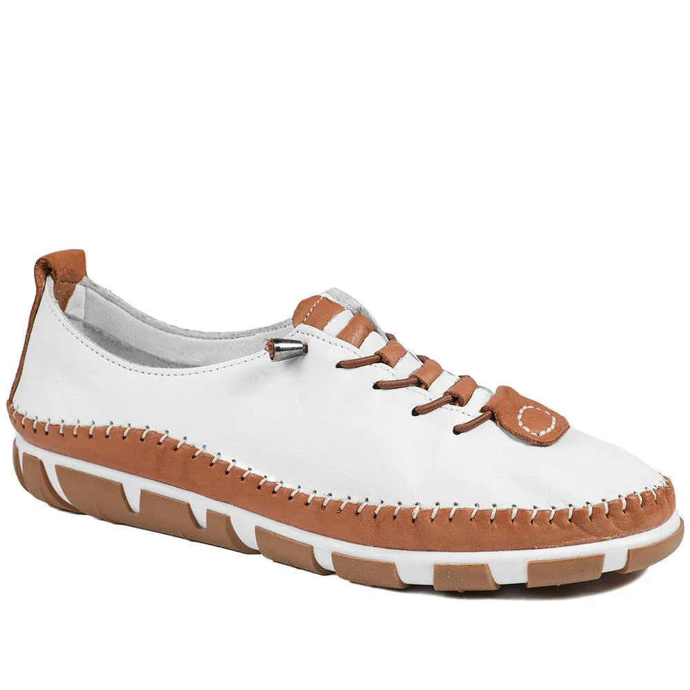 All Leather Lace Up Stitch Detail Shoes - GOKH43006 / 329 151 - Image 2