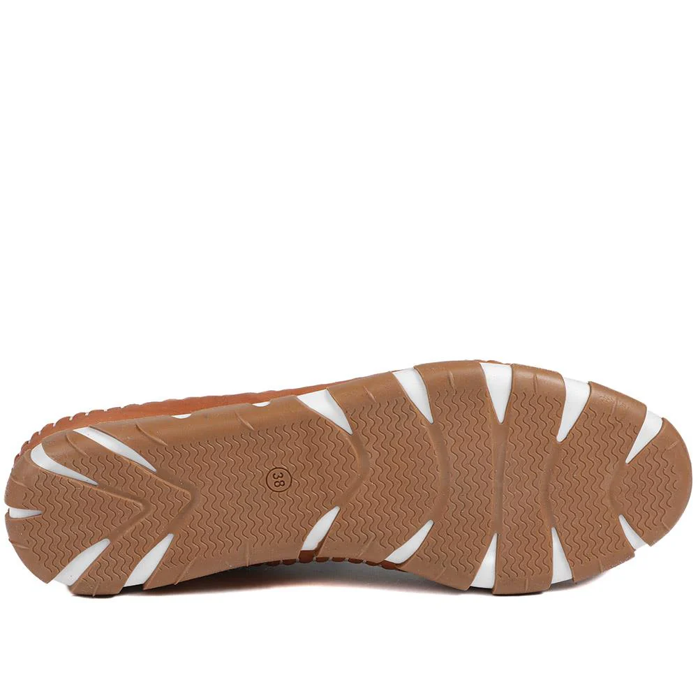 All Leather Lace Up Stitch Detail Shoes - GOKH43006 / 329 151 - White-Tan - Image 6