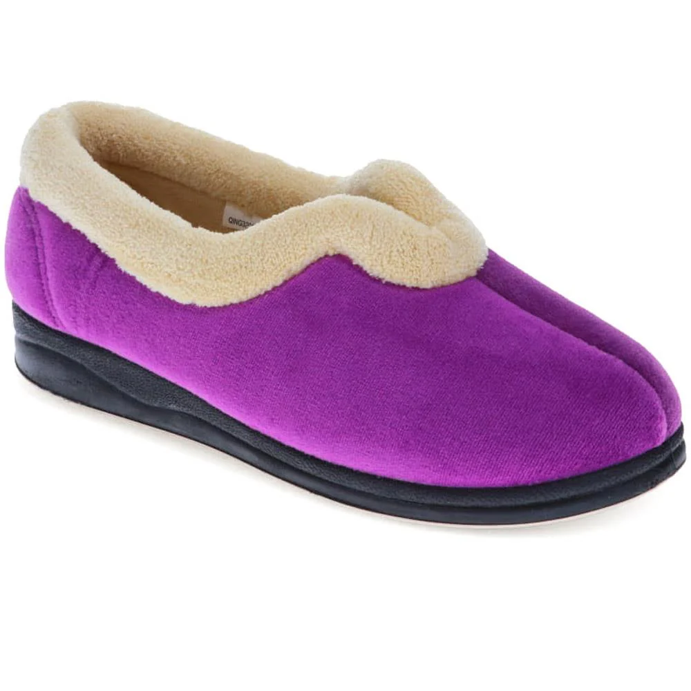 Wide Fit Cosy Antibacterial Full Slippers - QING32013 / 319 075 - Purple