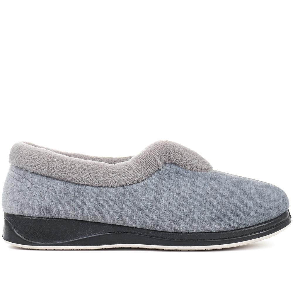 Wide Fit Cosy Antibacterial Full Slippers - QING32013 / 319 075 - Grey - Image 2