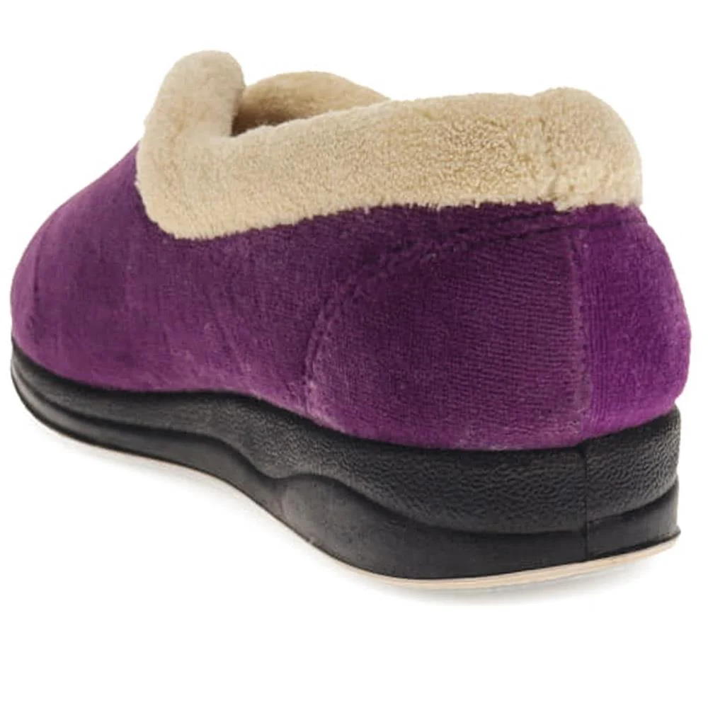 Wide Fit Cosy Antibacterial Full Slippers - QING32013 / 319 075 - Purple - Image 3