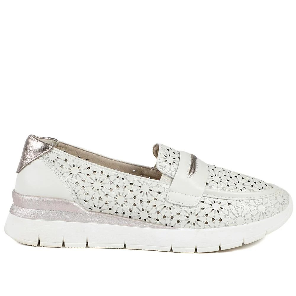 Arch Support Leather Slip On Shoes - BRK43027 / 328 997 - Cream - Image 3