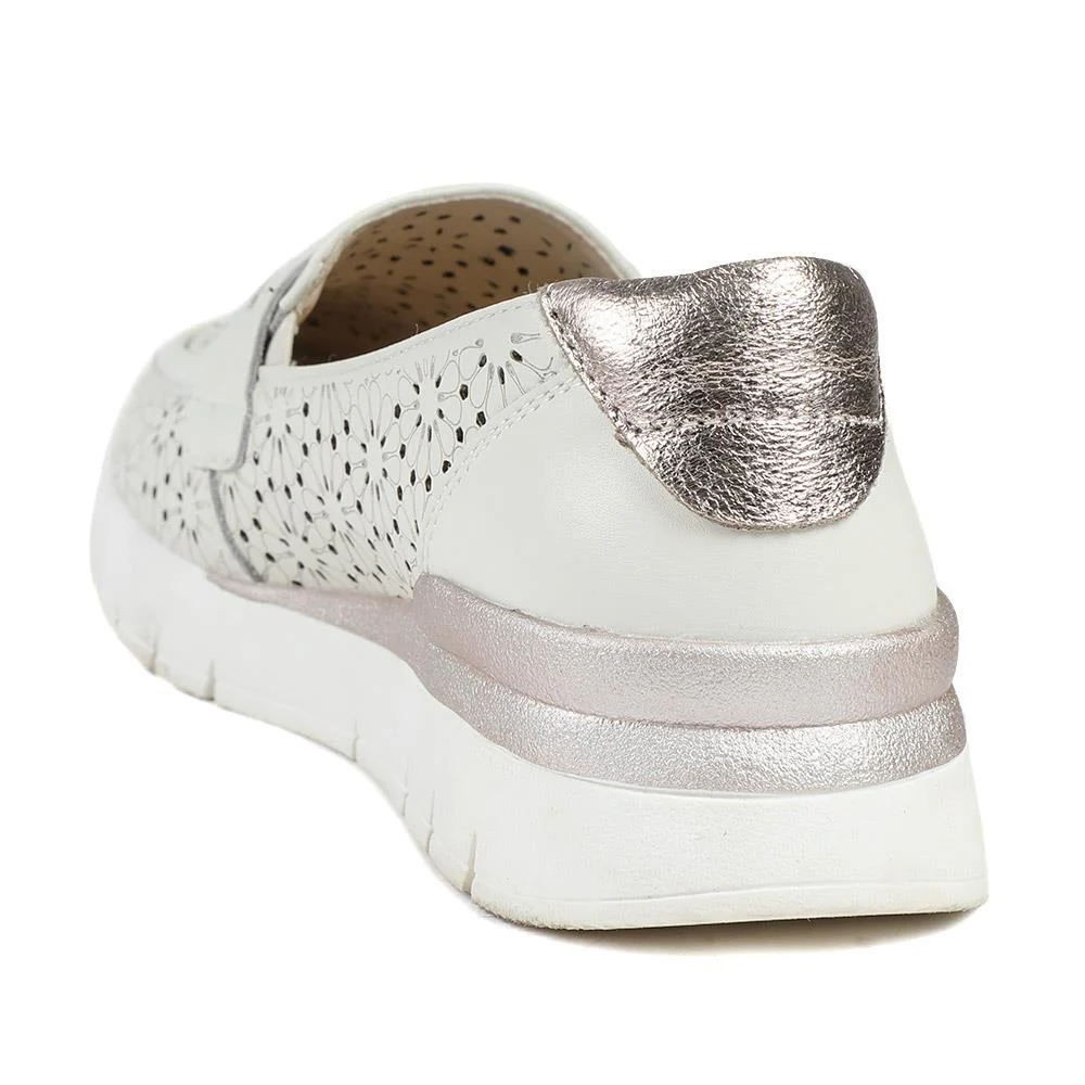 Arch Support Leather Slip On Shoes - BRK43027 / 328 997 - Cream - Image 4