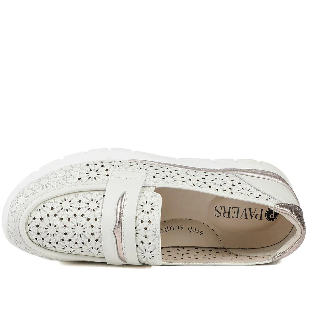Arch Support Leather Slip On Shoes - BRK43027 / 328 997 - Cream - Image 5