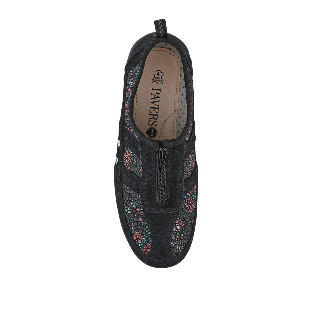 Wide Fit Leather Arch Support Trainers - BRK32001 / 318 638 - Black Floral - Image 7