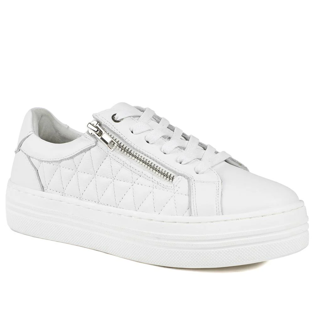 Arianna Quilted Leather Zip & Lace Trainers - ARRIANA / 329 009 - Image 2