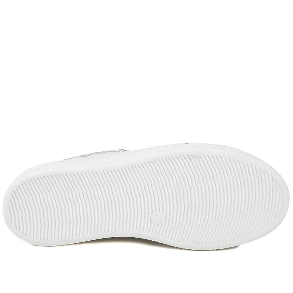 Arianna Quilted Leather Zip & Lace Trainers - ARRIANA / 329 009 - White Leather - Image 5
