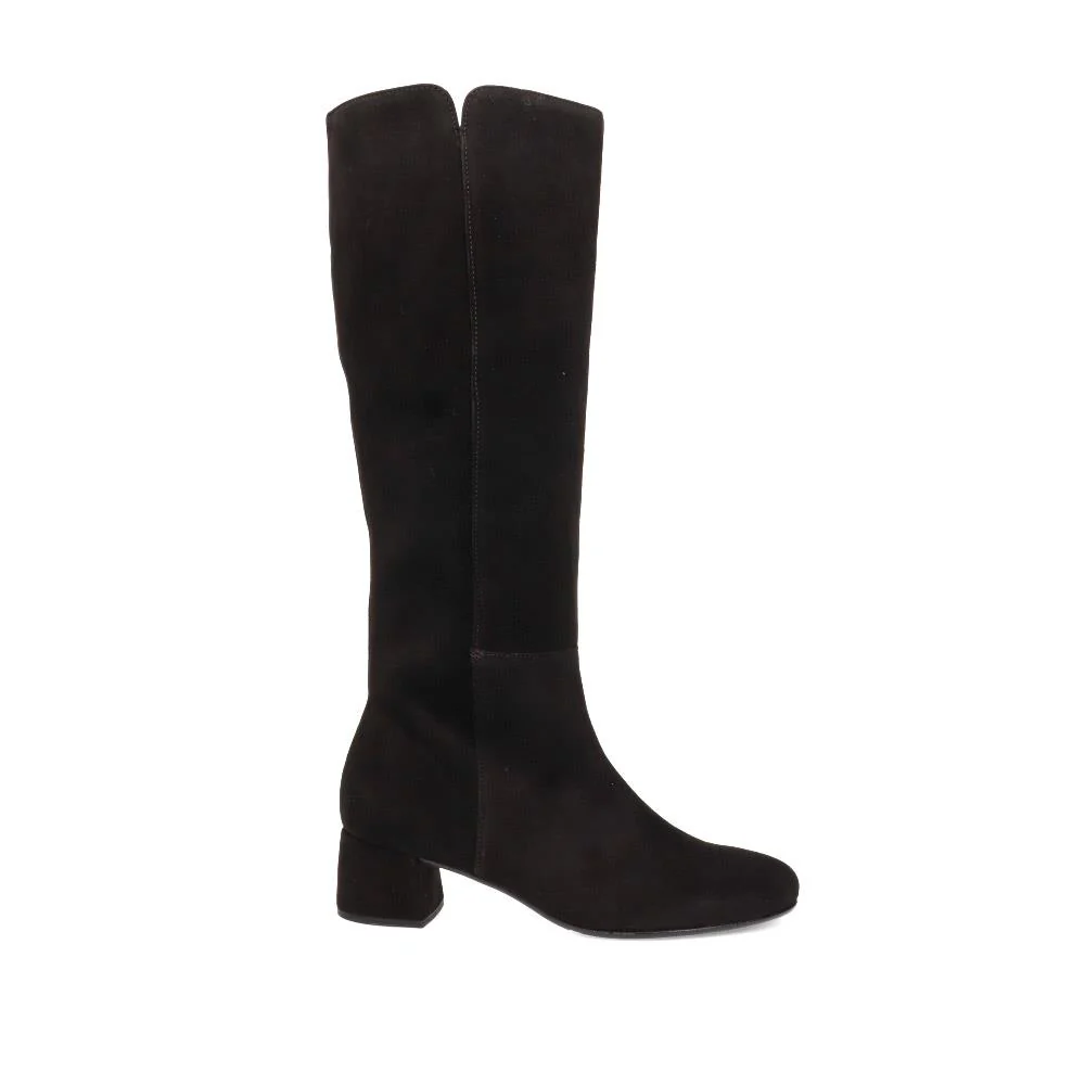 Ashby Block-Heel Leather Long Boots - GAB40533 / 326 846 - Black Suede - Image 2