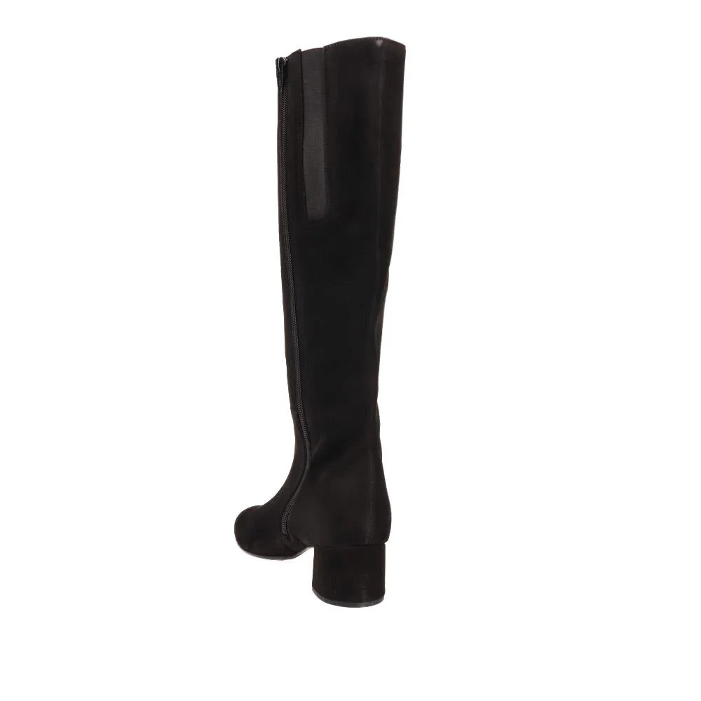 Ashby Block-Heel Leather Long Boots - GAB40533 / 326 846 - Black Suede - Image 3