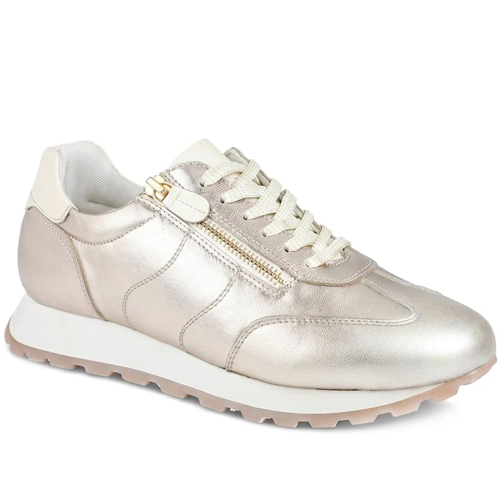 Avelina Leather Zip & Lace Trainers - AVELINA / 329 401