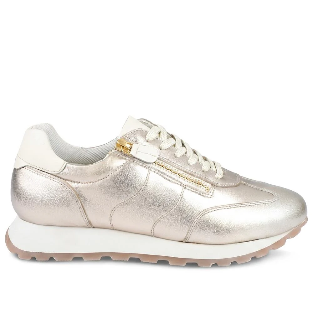 Avelina Leather Zip & Lace Trainers - AVELINA / 329 401 - Metallic - Image 2