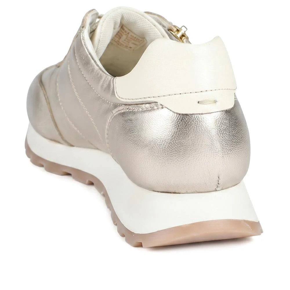 Avelina Leather Zip & Lace Trainers - AVELINA / 329 401 - Metallic - Image 3