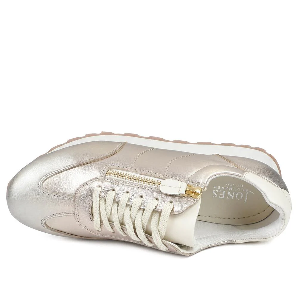Avelina Leather Zip & Lace Trainers - AVELINA / 329 401 - Metallic - Image 4