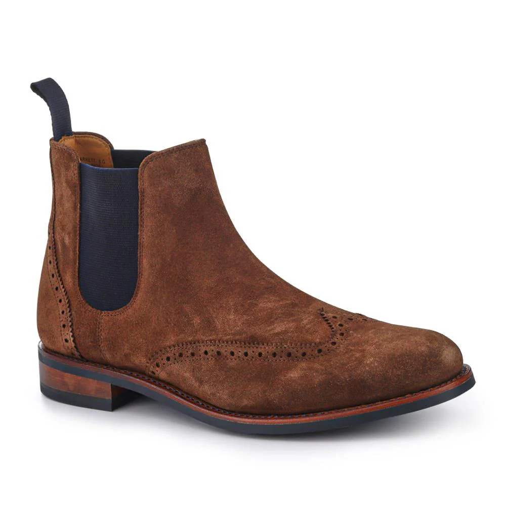 Barrett Goodyear Welted Leather Wingtip Boots - BARRETT / 327 962 - Brown Suede