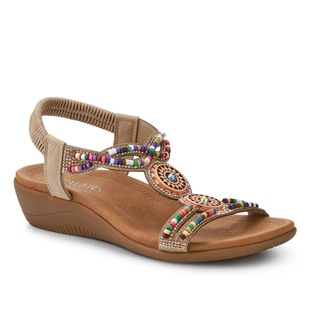 Beaded Comfort Fitting Sandals - BAIZH41008 / 327 082 - Beige