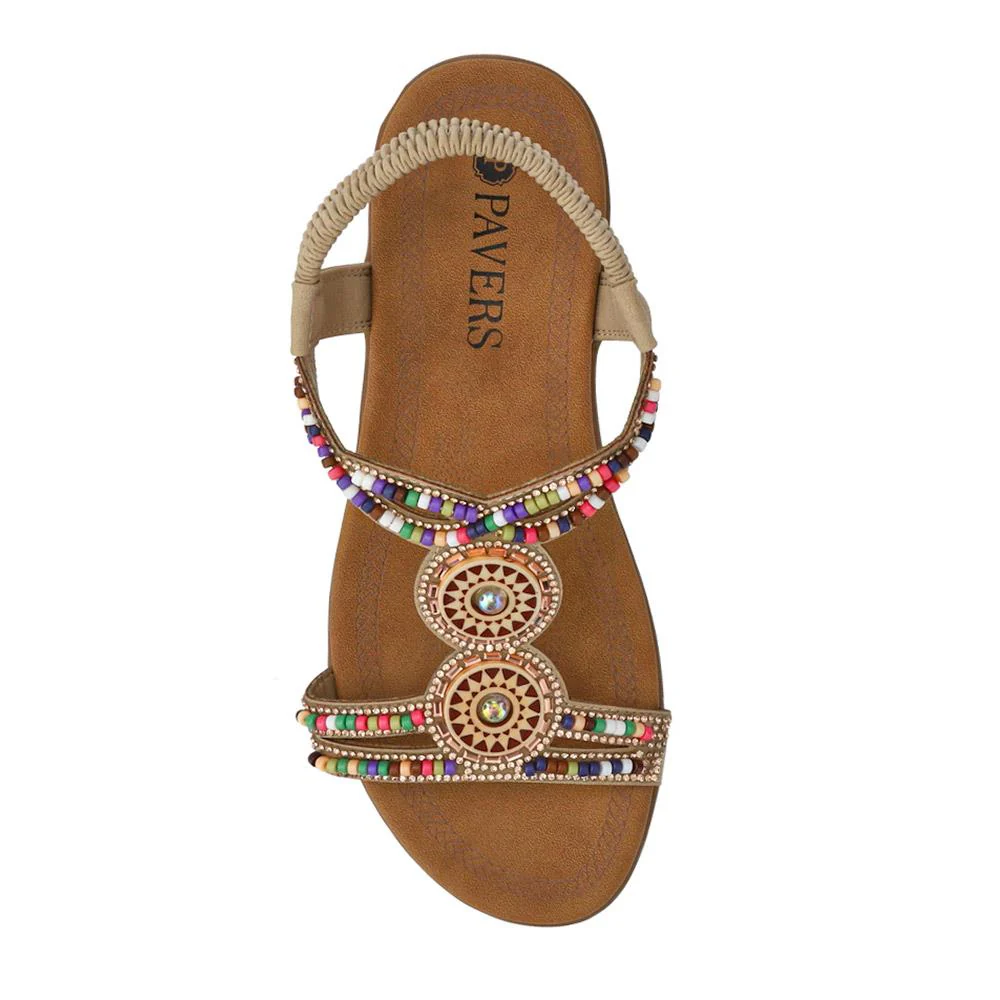 Beaded Comfort Fitting Sandals - BAIZH41008 / 327 082 - Beige - Image 5