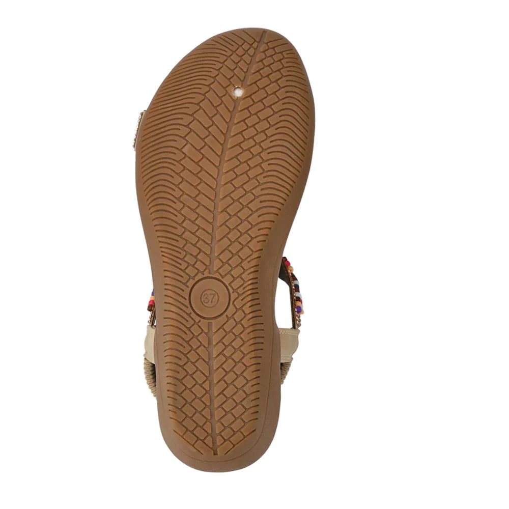 Beaded Comfort Fitting Sandals - BAIZH41008 / 327 082 - Beige - Image 6
