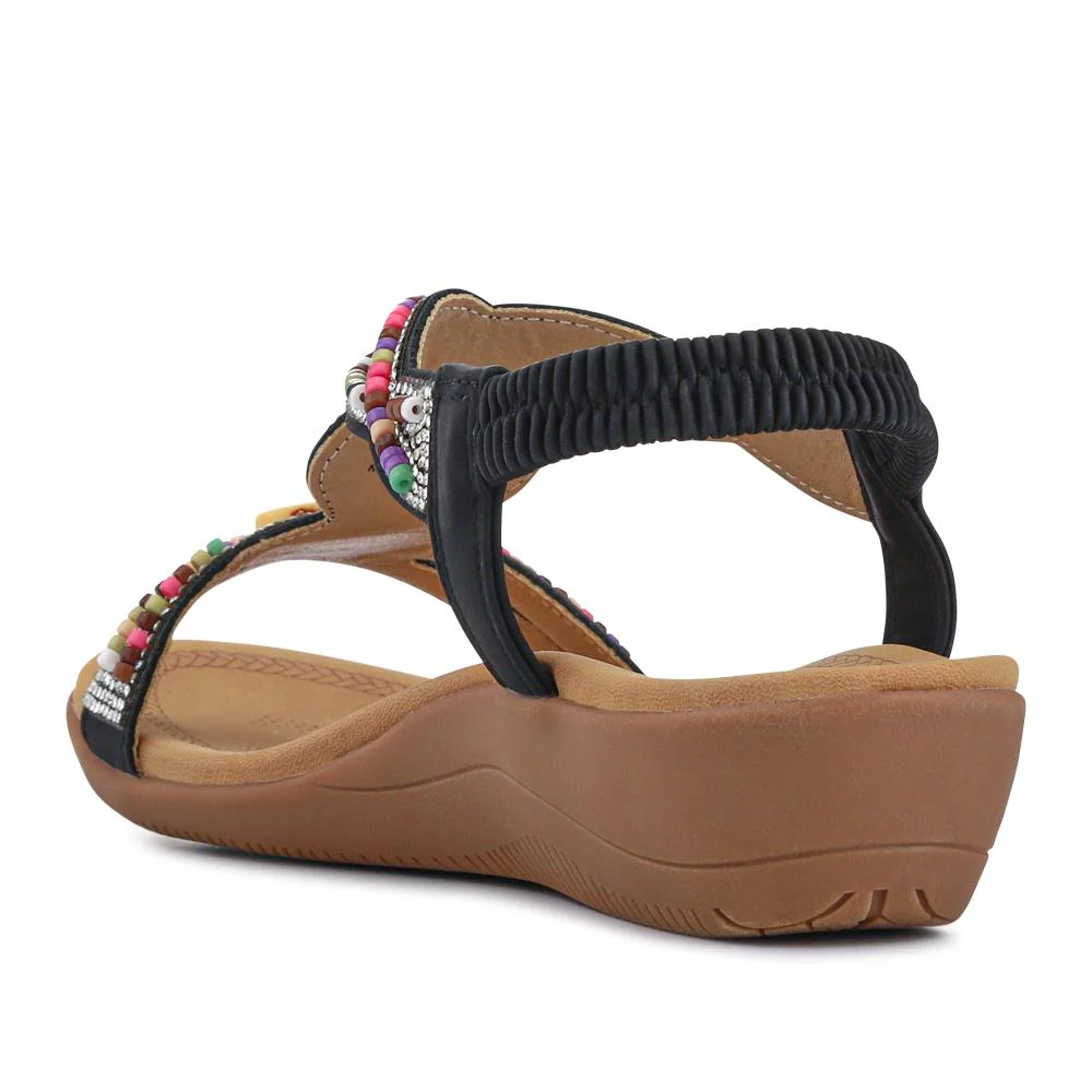Beaded Comfort Fitting Sandals - BAIZH41008 / 327 082 - Black - Image 4