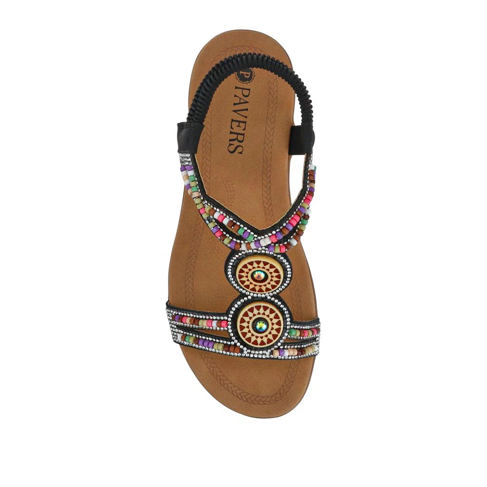 Beaded Comfort Fitting Sandals - BAIZH41008 / 327 082 - Black - Image 5