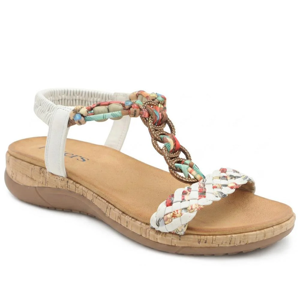 Beaded Elasticated Fit Sandals - BAIZH43020 / 329 011 - White