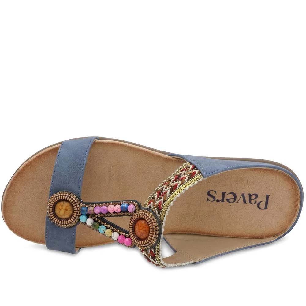 Beaded Lightweight Mule Sandals - BAIZH43012 / 329 166 - Blue - Image 5