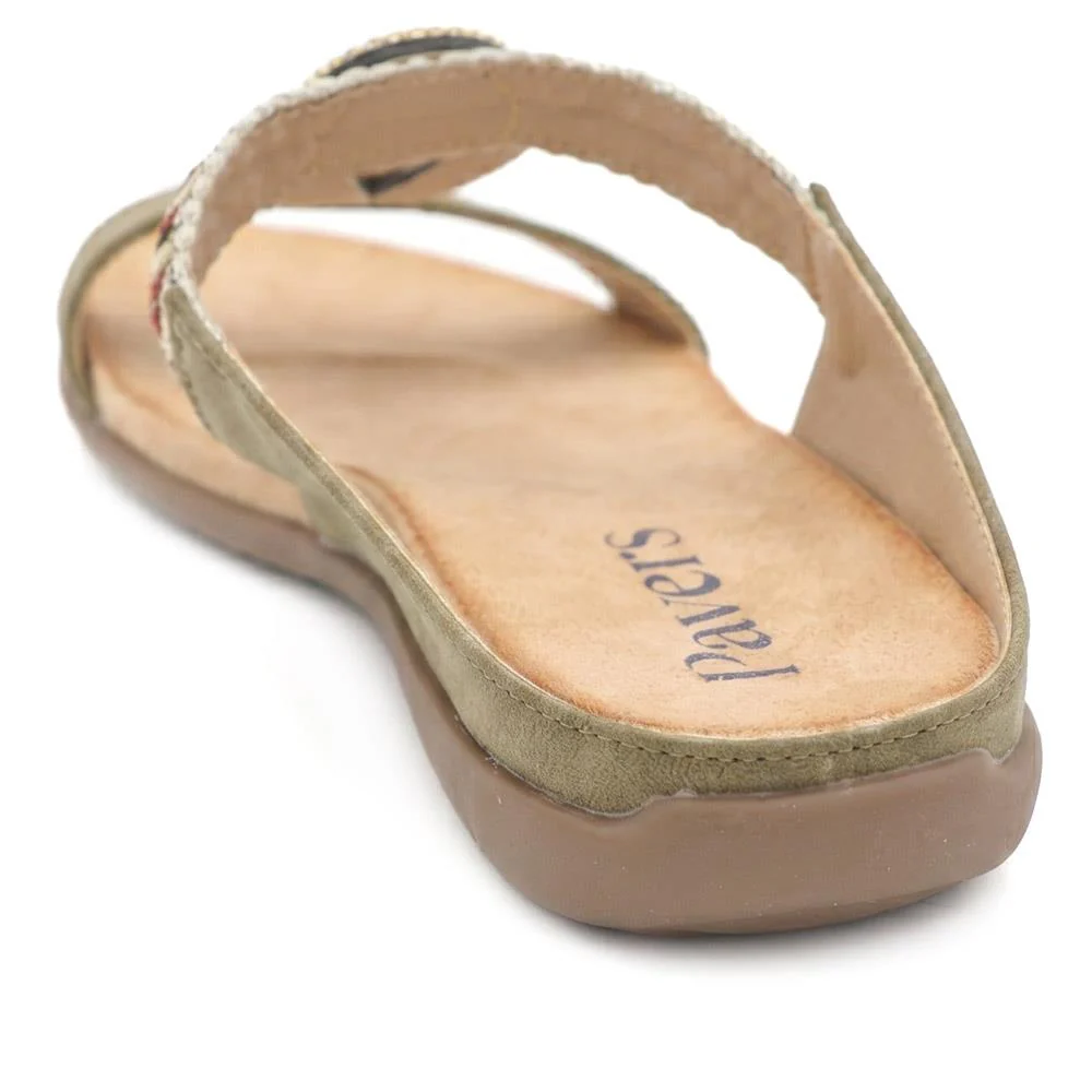 Beaded Lightweight Mule Sandals - BAIZH43012 / 329 166 - Khaki - Image 4