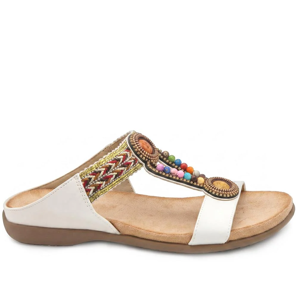 Beaded Lightweight Mule Sandals - BAIZH43012 / 329 166 - White - Image 3