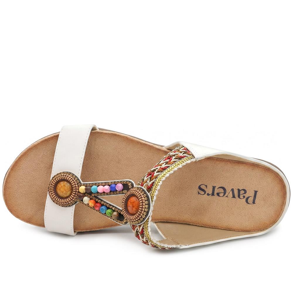 Beaded Lightweight Mule Sandals - BAIZH43012 / 329 166 - White - Image 5