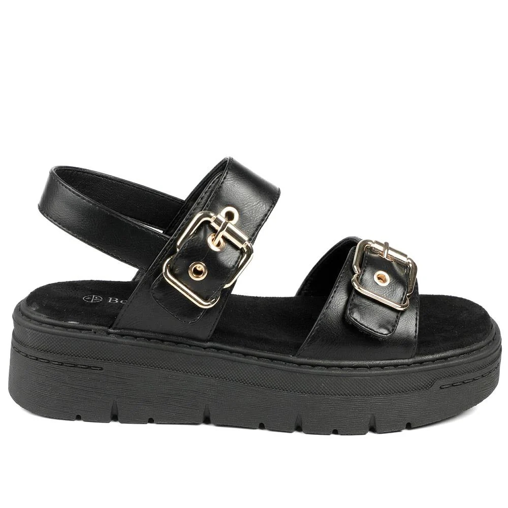 Bellissimo Adjustable Buckled Platform Sandals - BELWOIL43016 / 329 249 - Black - Image 2