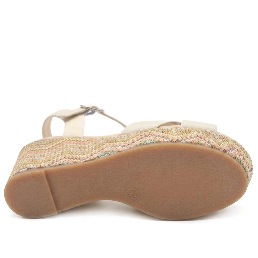 Bellissimo Buckle Fasten Wedge Espadrilles - BELWBINS43044 / 329 119 - Off White - Image 5