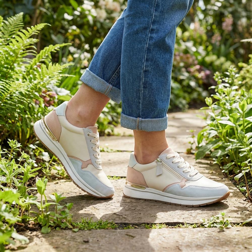 Bellissimo Chunky Zip & Lace Trainers - BELWBINS43029 / 328 932 - Beige Multi - Image 2