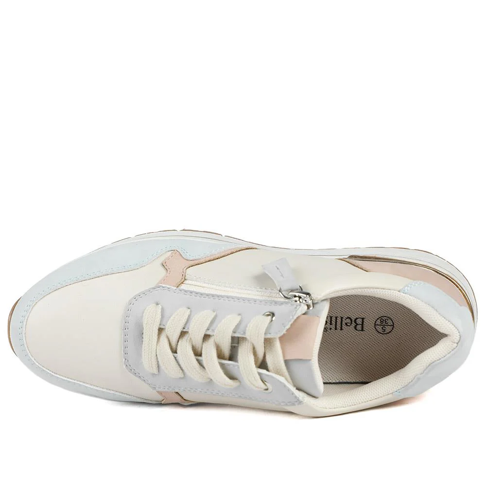 Bellissimo Chunky Zip & Lace Trainers - BELWBINS43029 / 328 932 - Beige Multi - Image 5