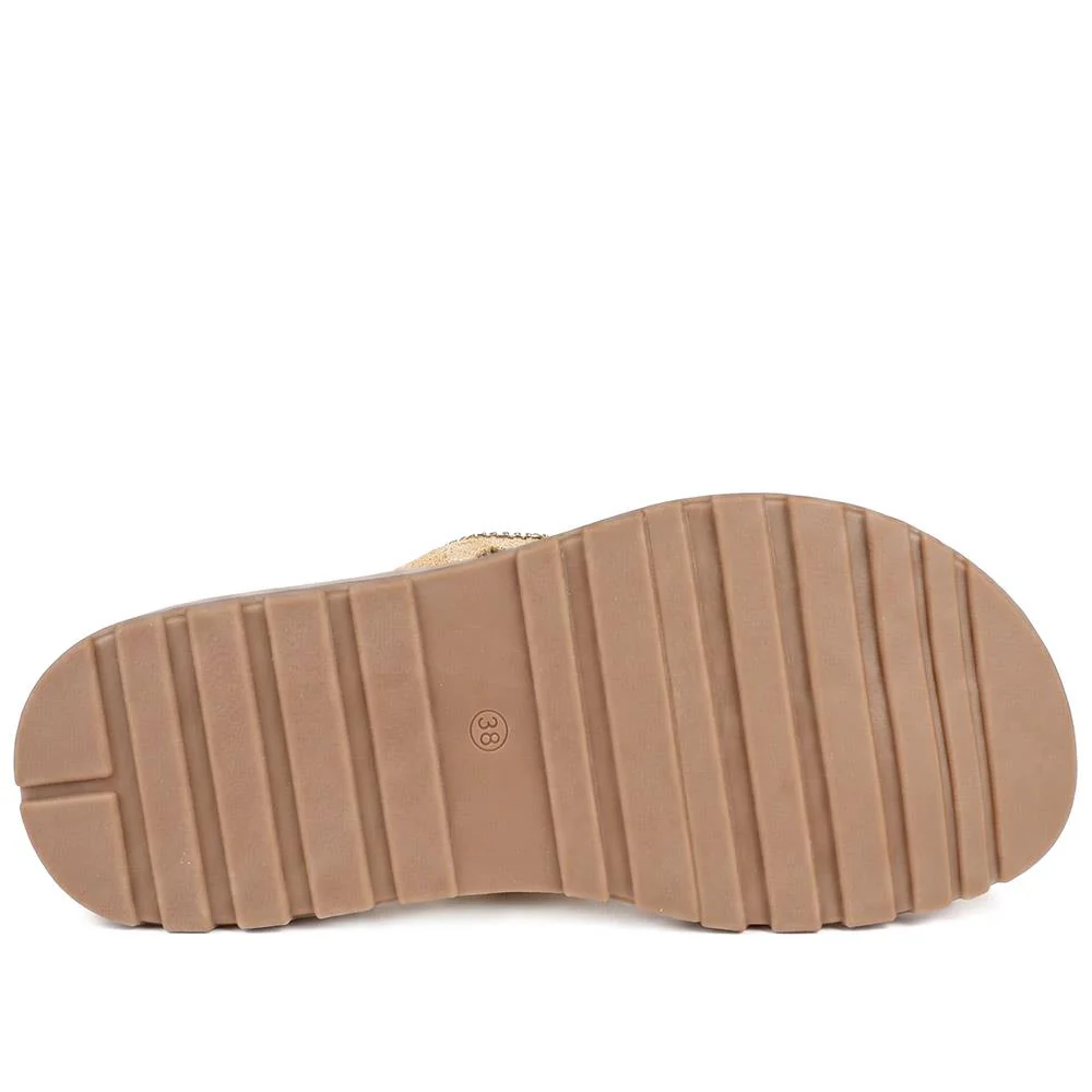 Bellissimo Cushioned Diamante Toe Post Sandals - BELBAIZH43057 / 329 444 - Gold - Image 5
