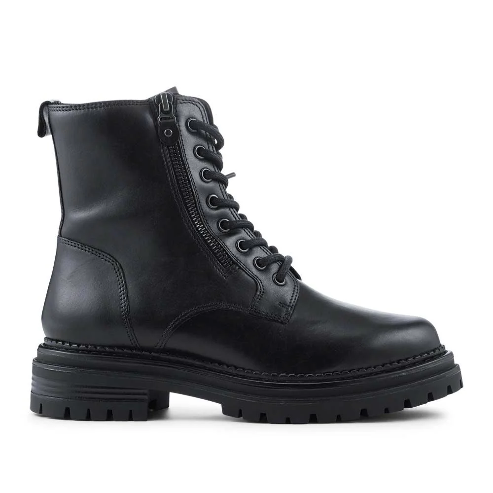 Bellissimo Lace Up Leather Boots With Zip Fasten - BELFBFOO42008 / 328 227 - Black - Image 2