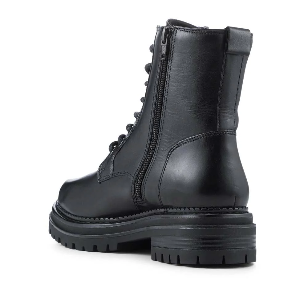 Bellissimo Lace Up Leather Boots With Zip Fasten - BELFBFOO42008 / 328 227 - Black - Image 3