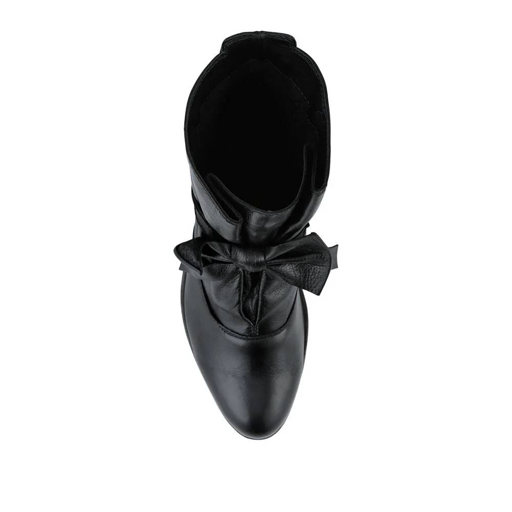 Bellissimo Leather Bow Boots - BELKARY42001 / 328 474 - Black - Image 4