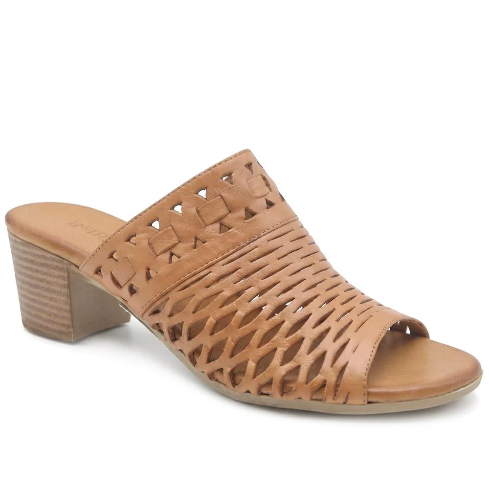 Bellissimo Leather Heeled Mule Sandals - BELMET43004 / 329 221 - Image 2
