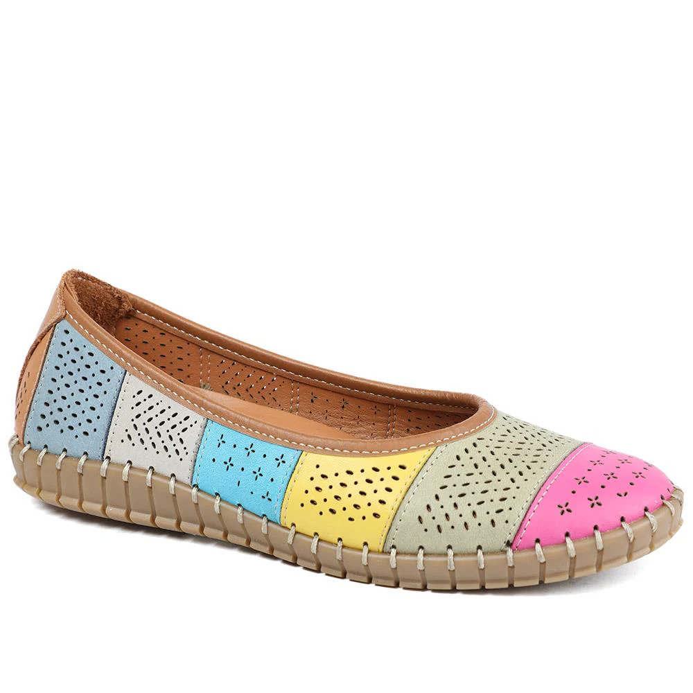 Bellissimo Leather Laser Cut Pumps - BELMET43008 / 329 220 - Multi