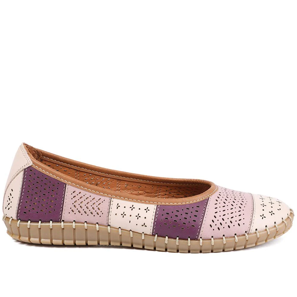 Bellissimo Leather Laser Cut Pumps - BELMET43008 / 329 220 - Lilac Multi - Image 2